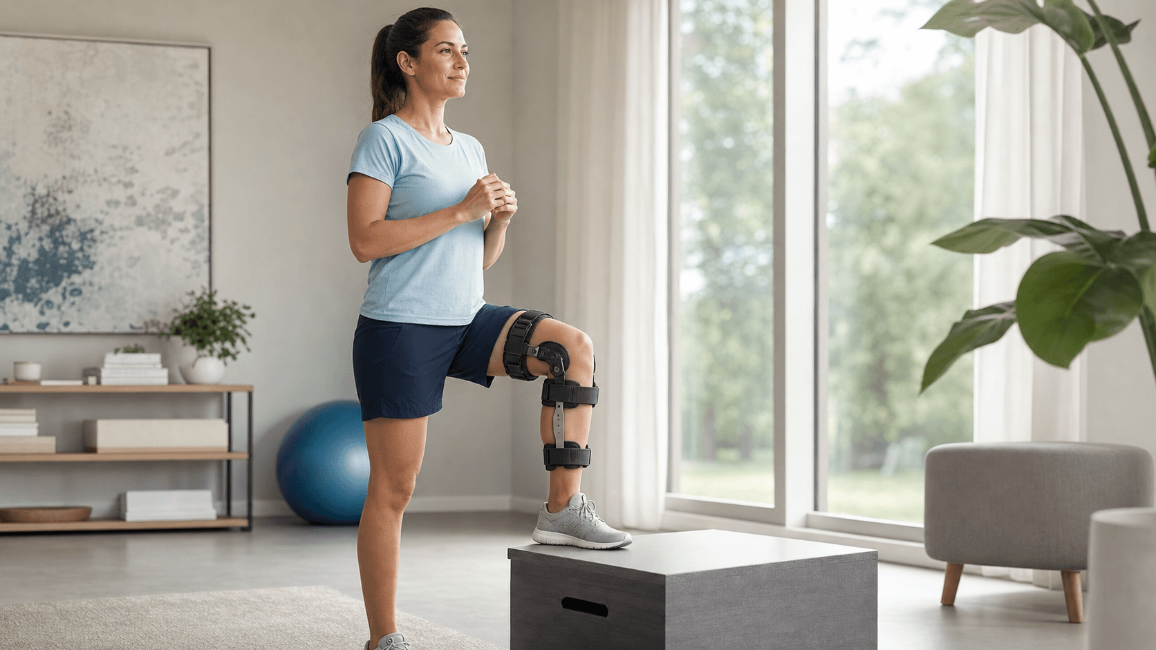 AULEXMED ROM knee brace supporting controlled movement practice