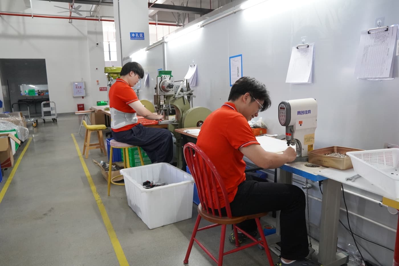 AULEXMED orthopedic support production workshop with assembly workstations