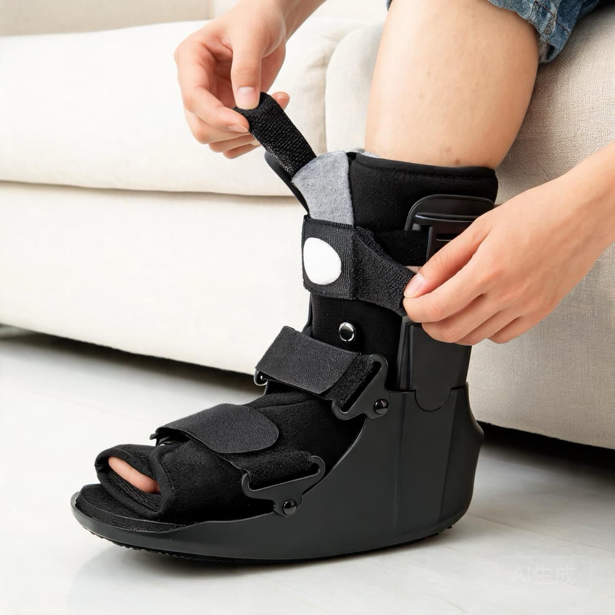 AULEXMED BL-52036 short air walking boot wearing detail
